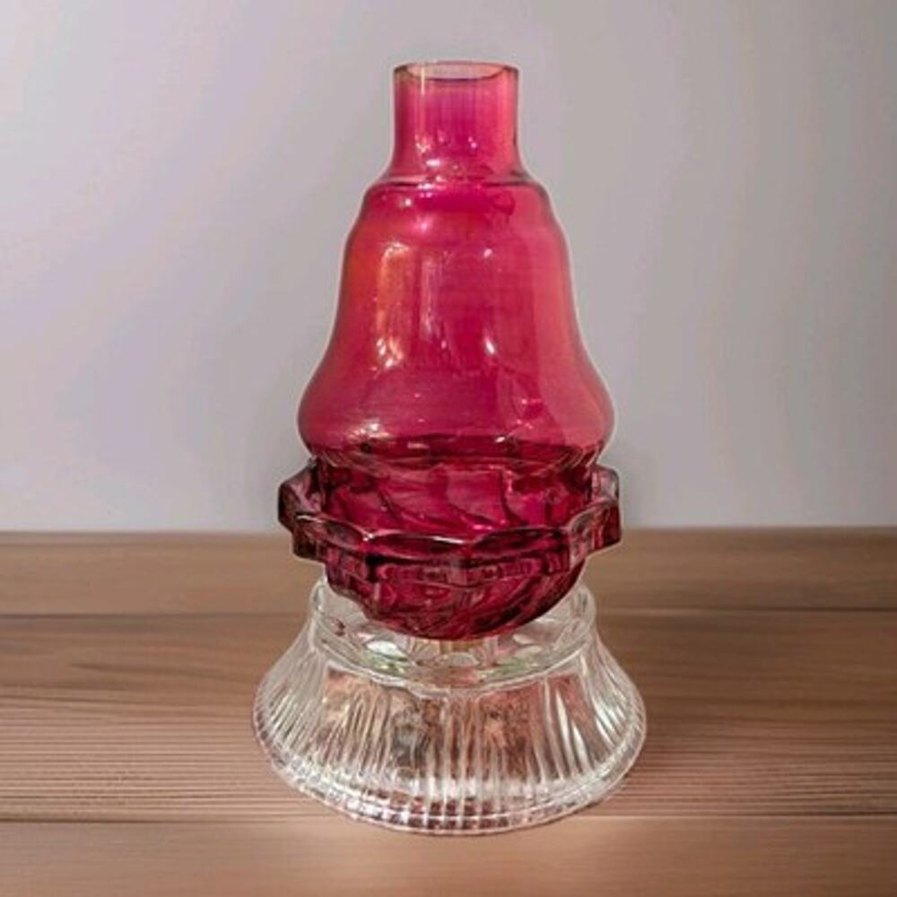 Vintage Glass Fairy Lamp Candle Holder 7.5” - Retro Mid-Century Decor Accent